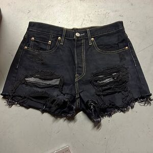 Size 27 Levi’s Dark Denim Distressed Highrise Shorts